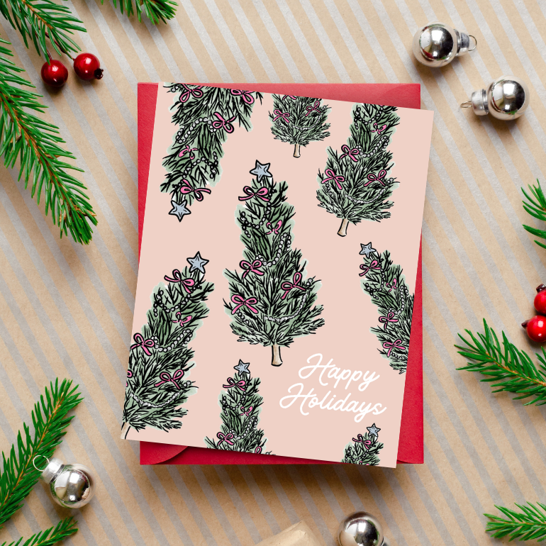 Happy Holidays Christmas Tree - Christmas Notecard
