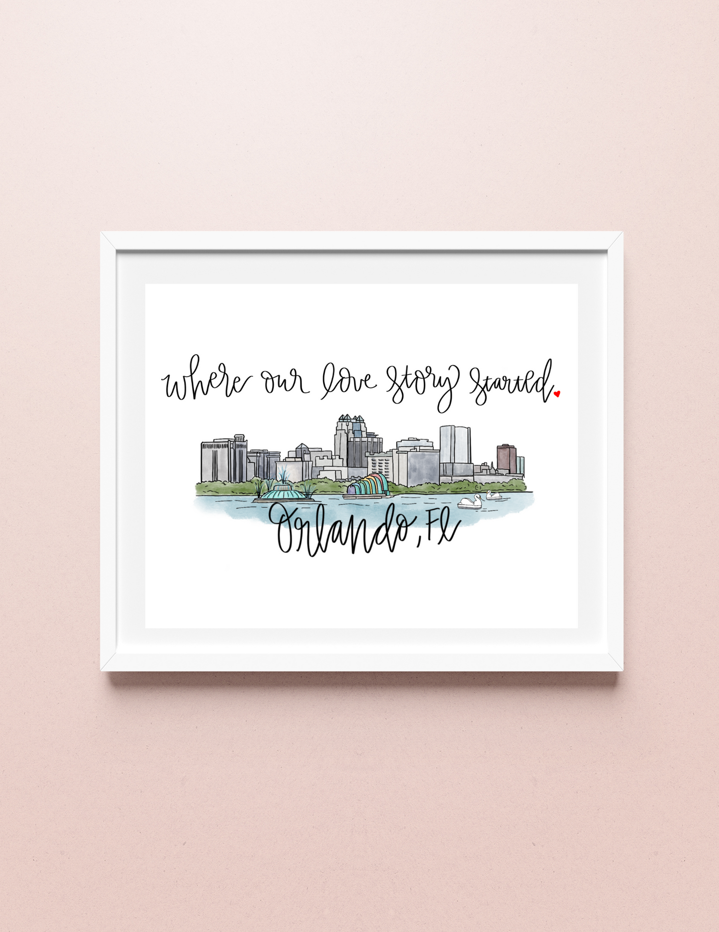Where our Love Story Started Print - Valentine's Day Skyline print