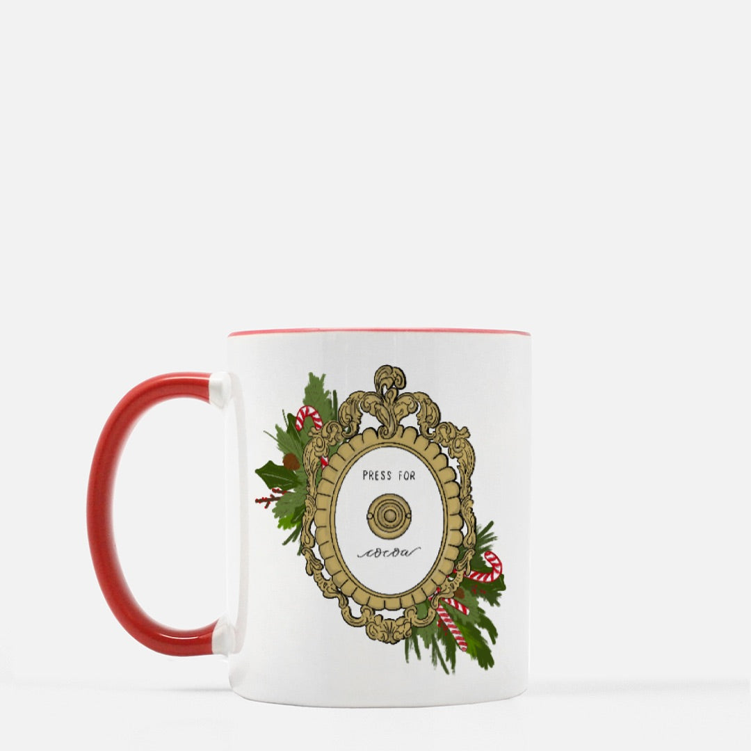 Press for Cocoa - Mug 11 oz. (Red + White)