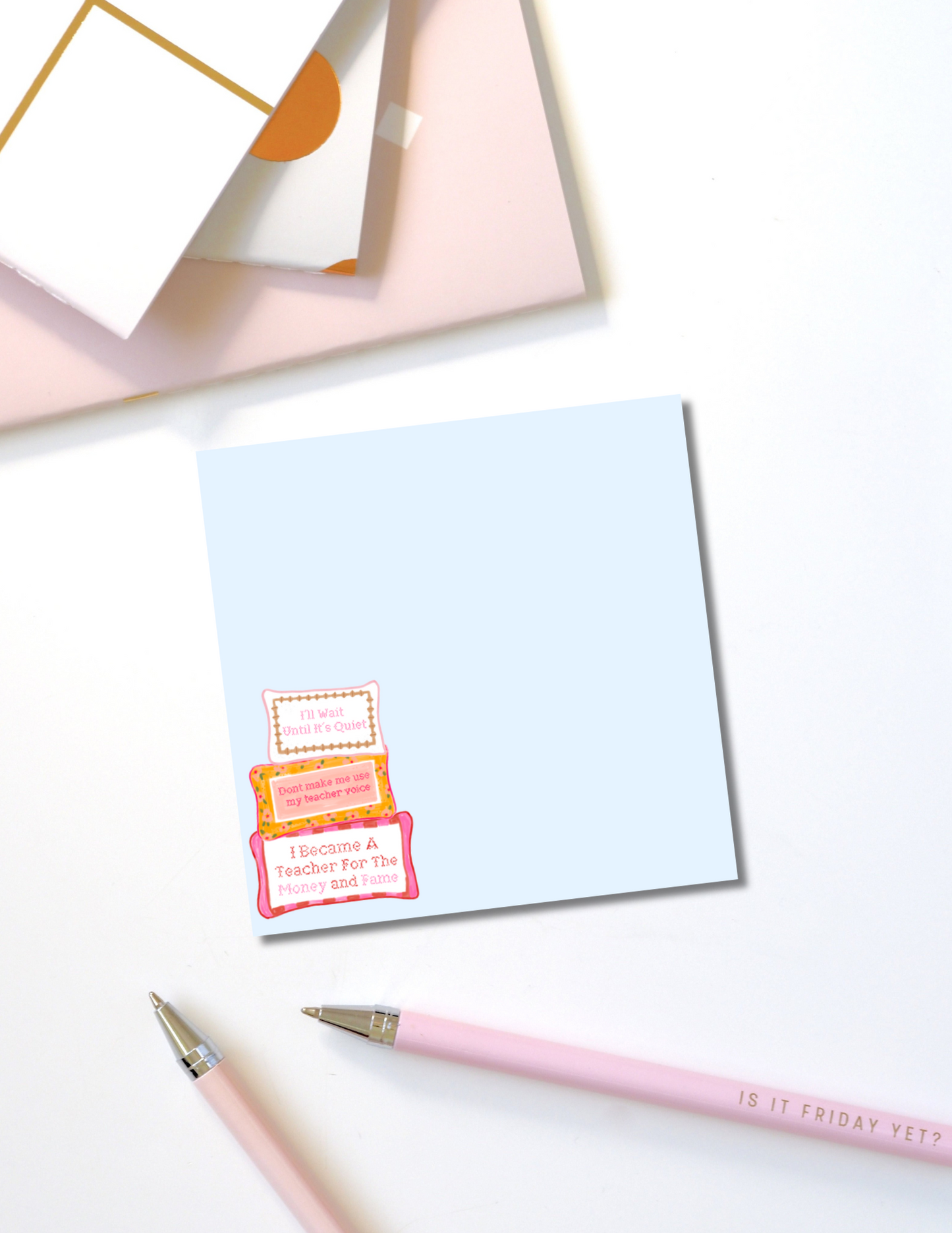Needlepoint Teacher Pillow Post-It Notes - Grandmillennial