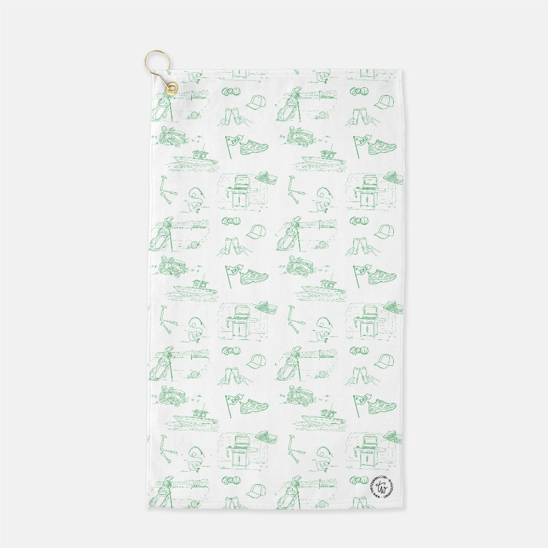 Dad’s Favorite Things Golf Towel – Toile Design