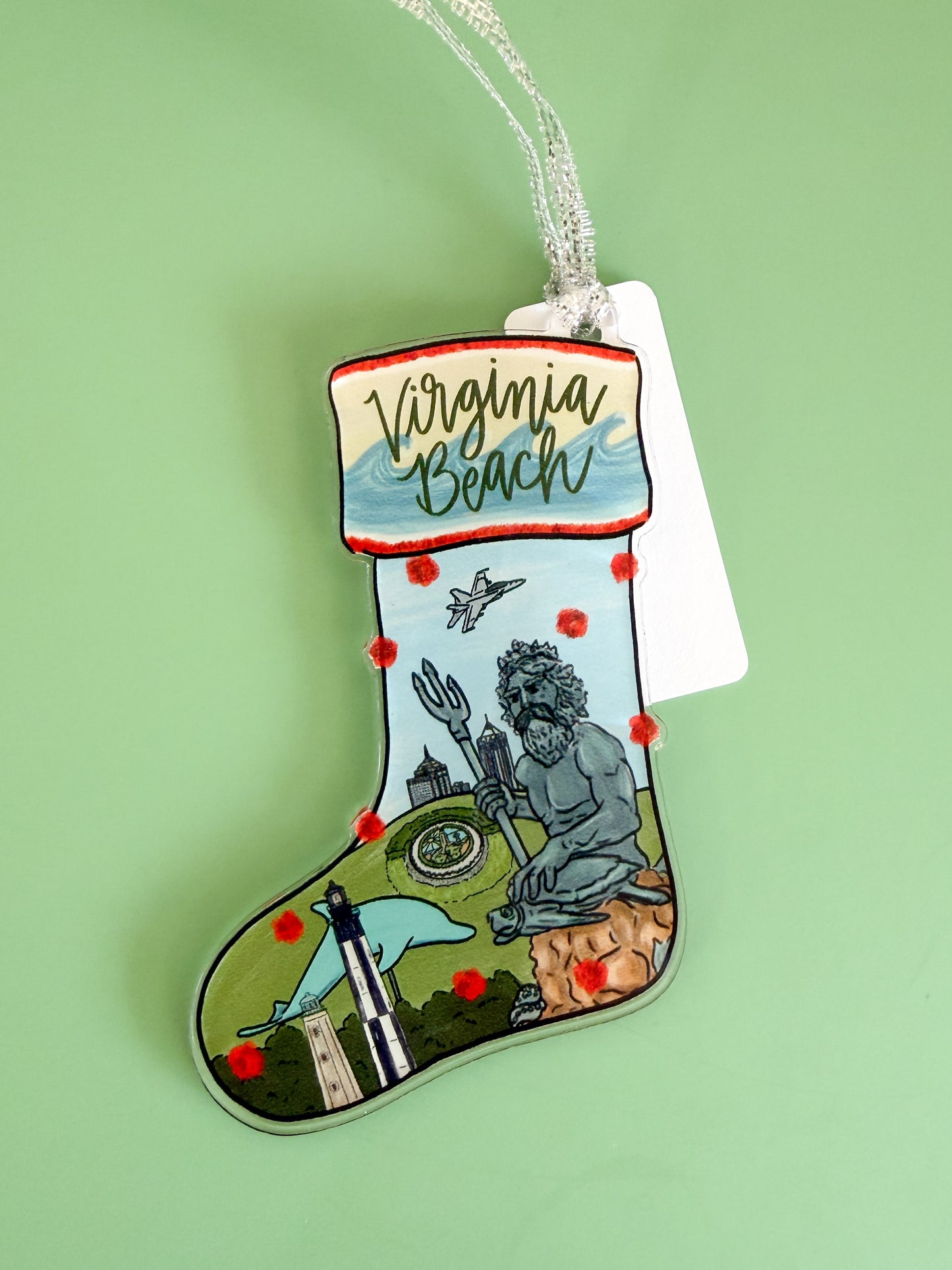 Virginia Beach, VA Stocking Acrylic Ornament