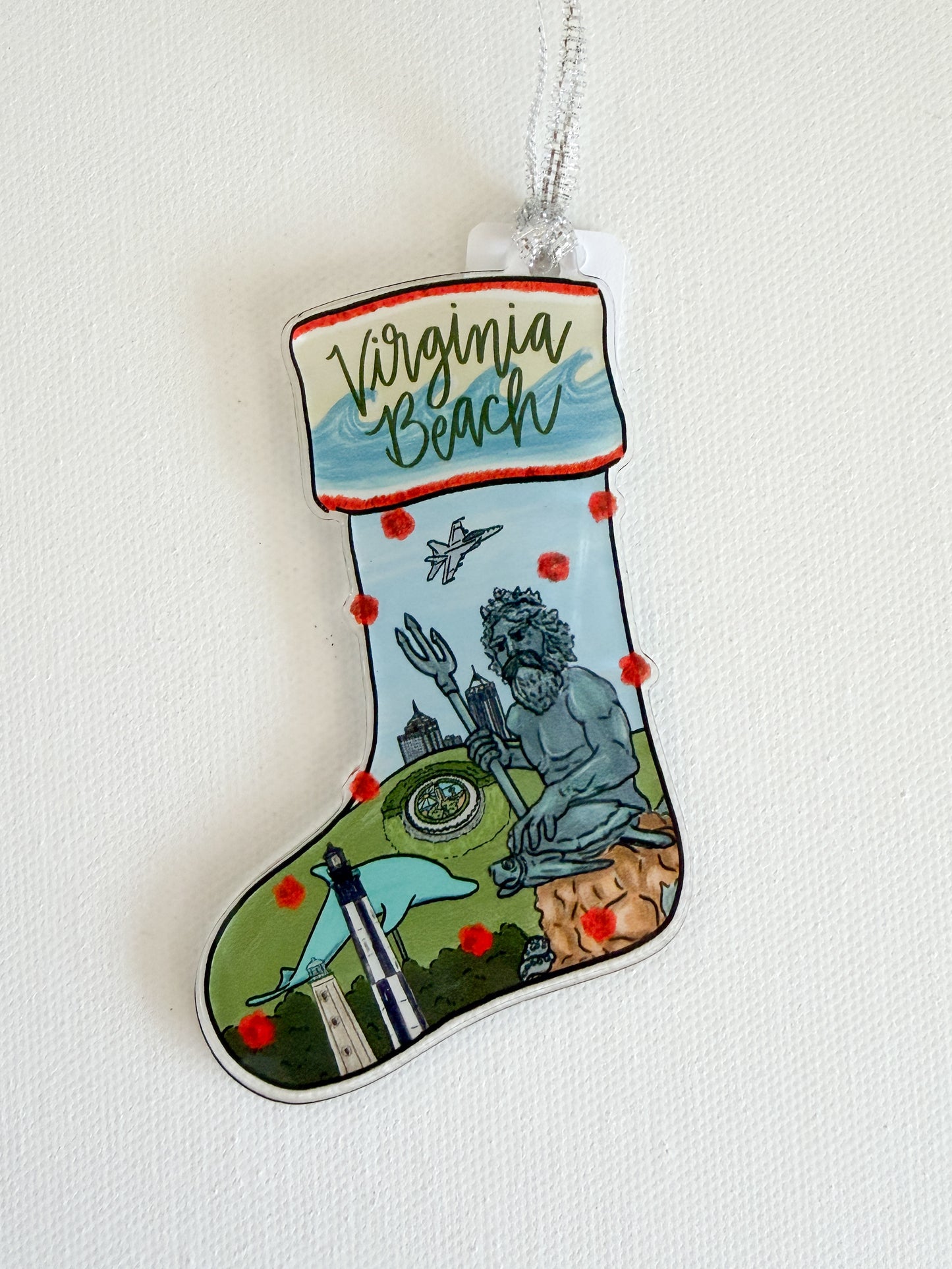 Virginia Beach, VA Stocking Acrylic Ornament