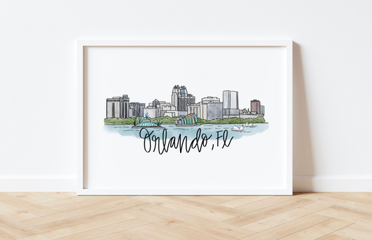 Orlando, FL Florida Skyline Print 8x10