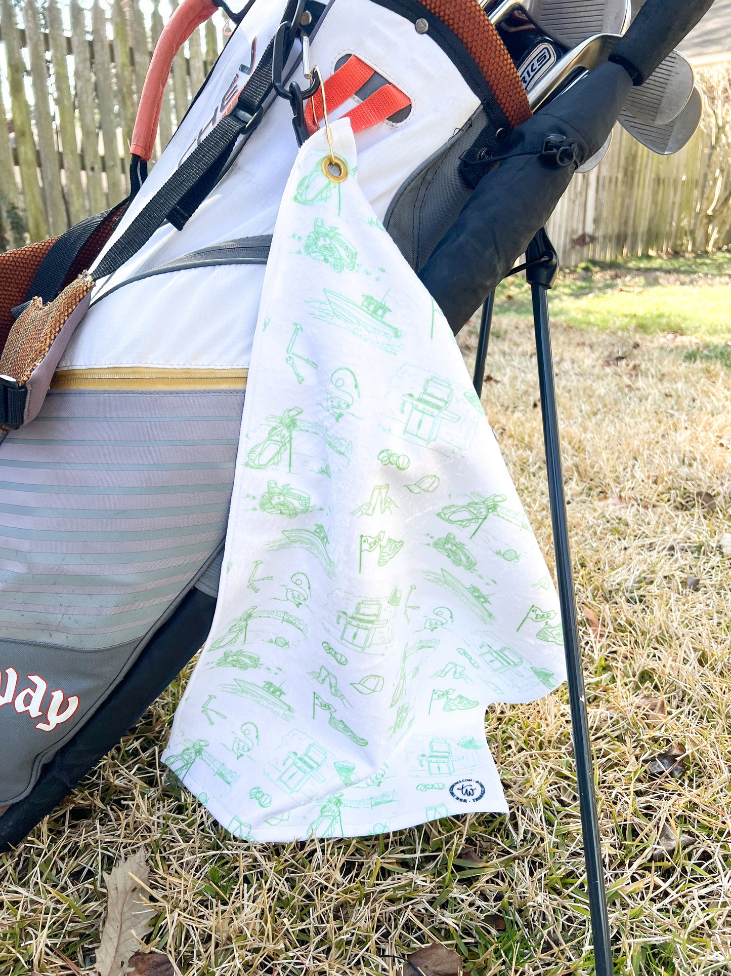 Dad’s Favorite Things Golf Towel – Toile Design