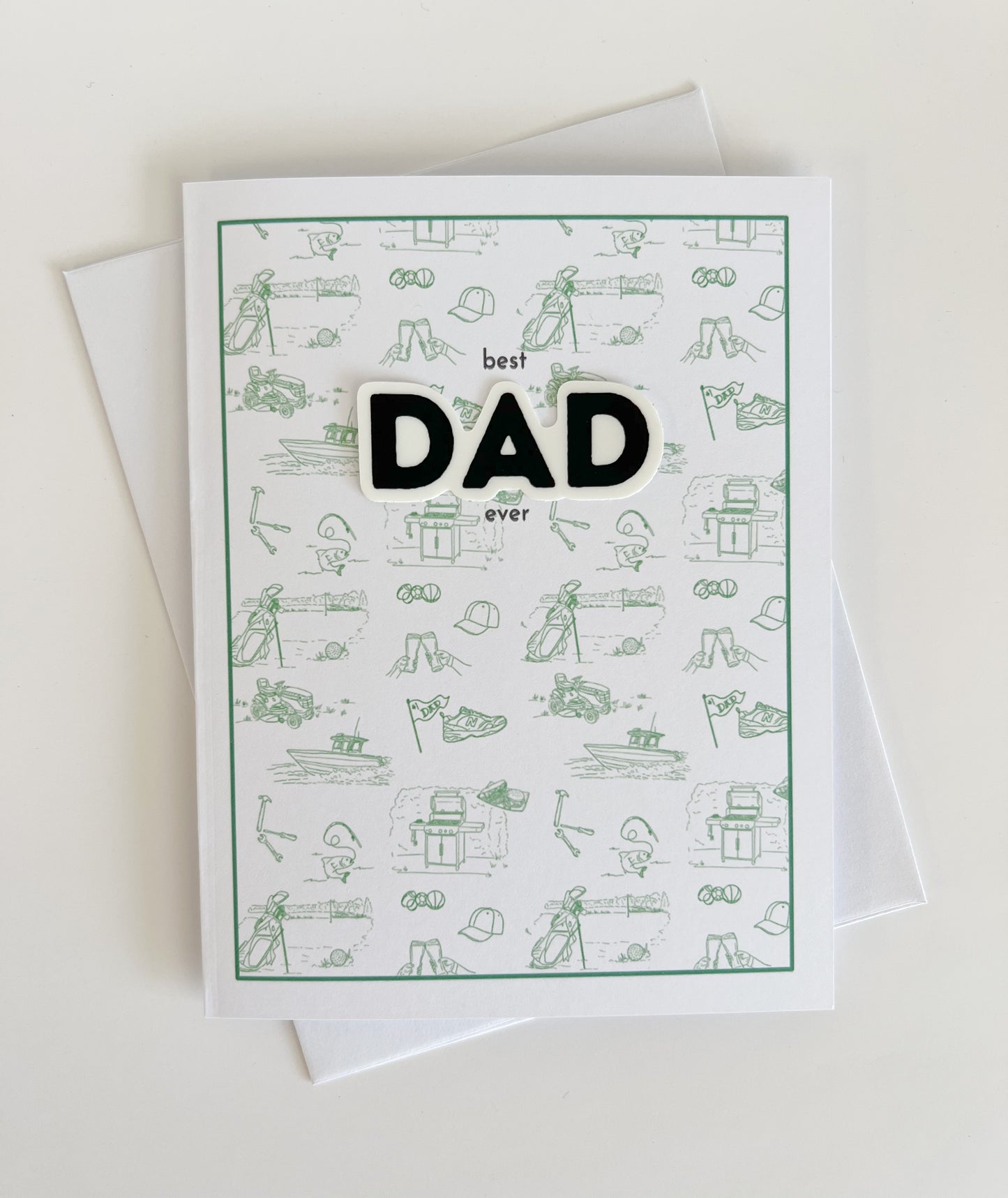 Best Dad Ever Toile Sticker Card - Father's Day - Gift for dad - Dad Toile notecard