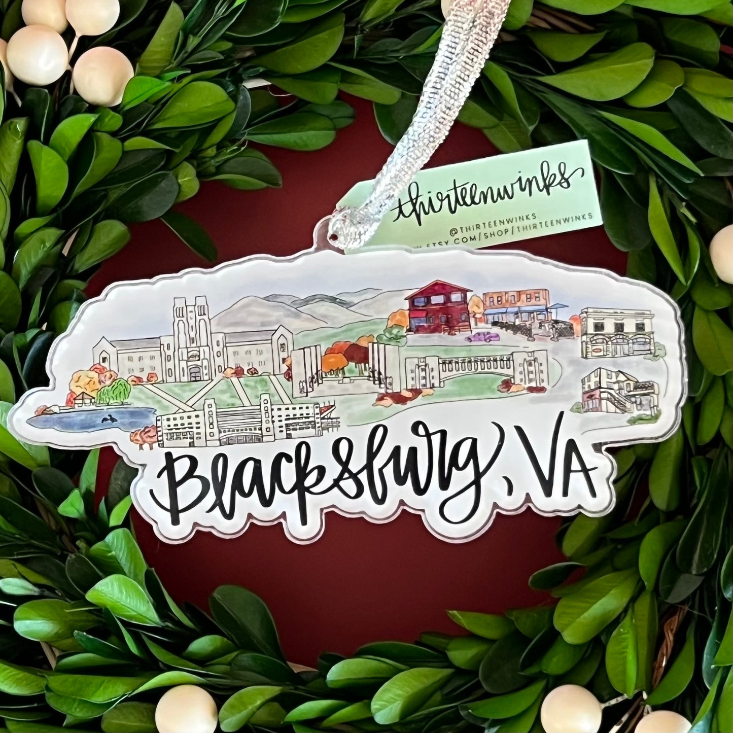 Blacksburg,VA (Virginia) acrylic ornament