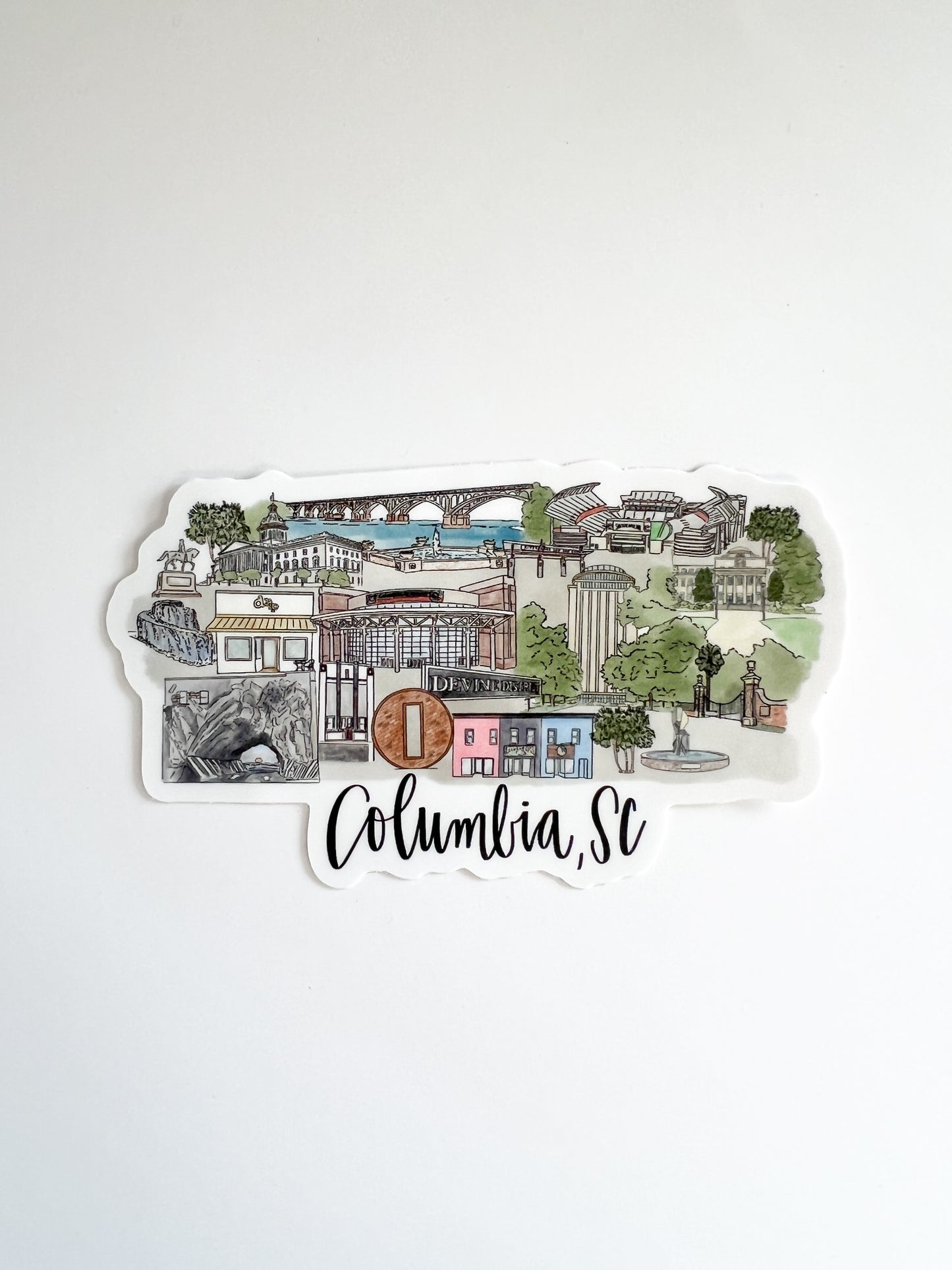 Columbia, SC skyline sticker - South Carolina waterproof sticker