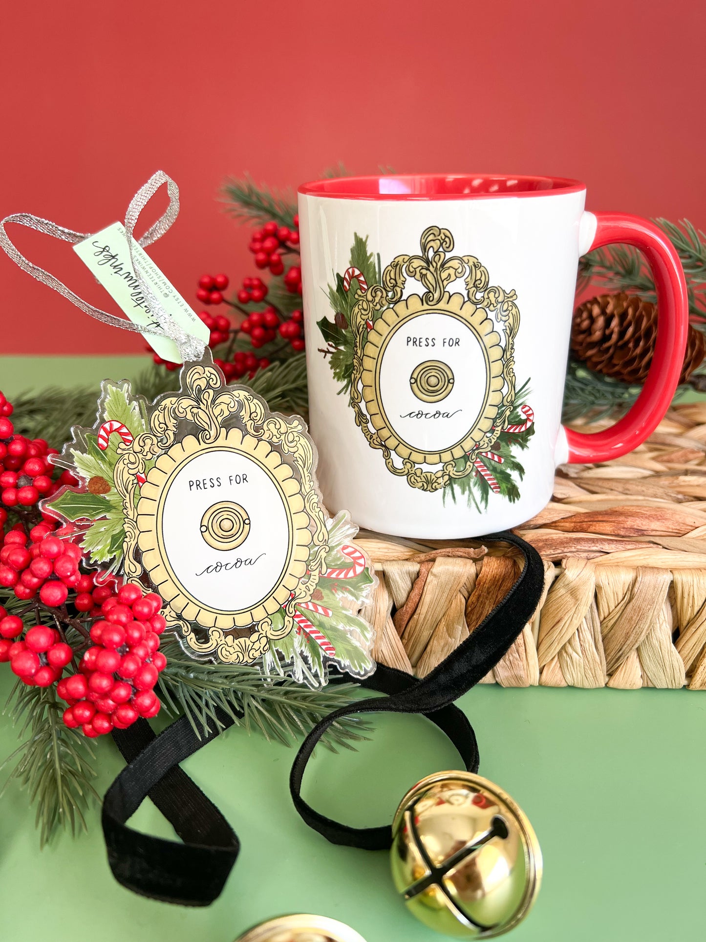 Press for Cocoa - Mug 11 oz. (Red + White)
