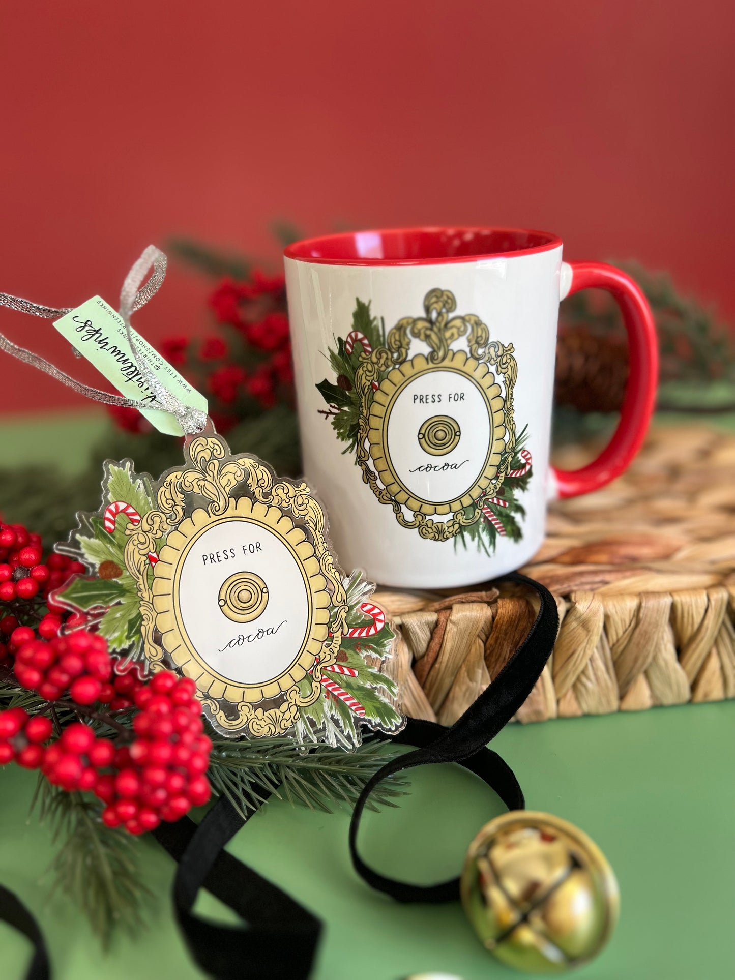 Press for Cocoa - Mug 11 oz. (Red + White)