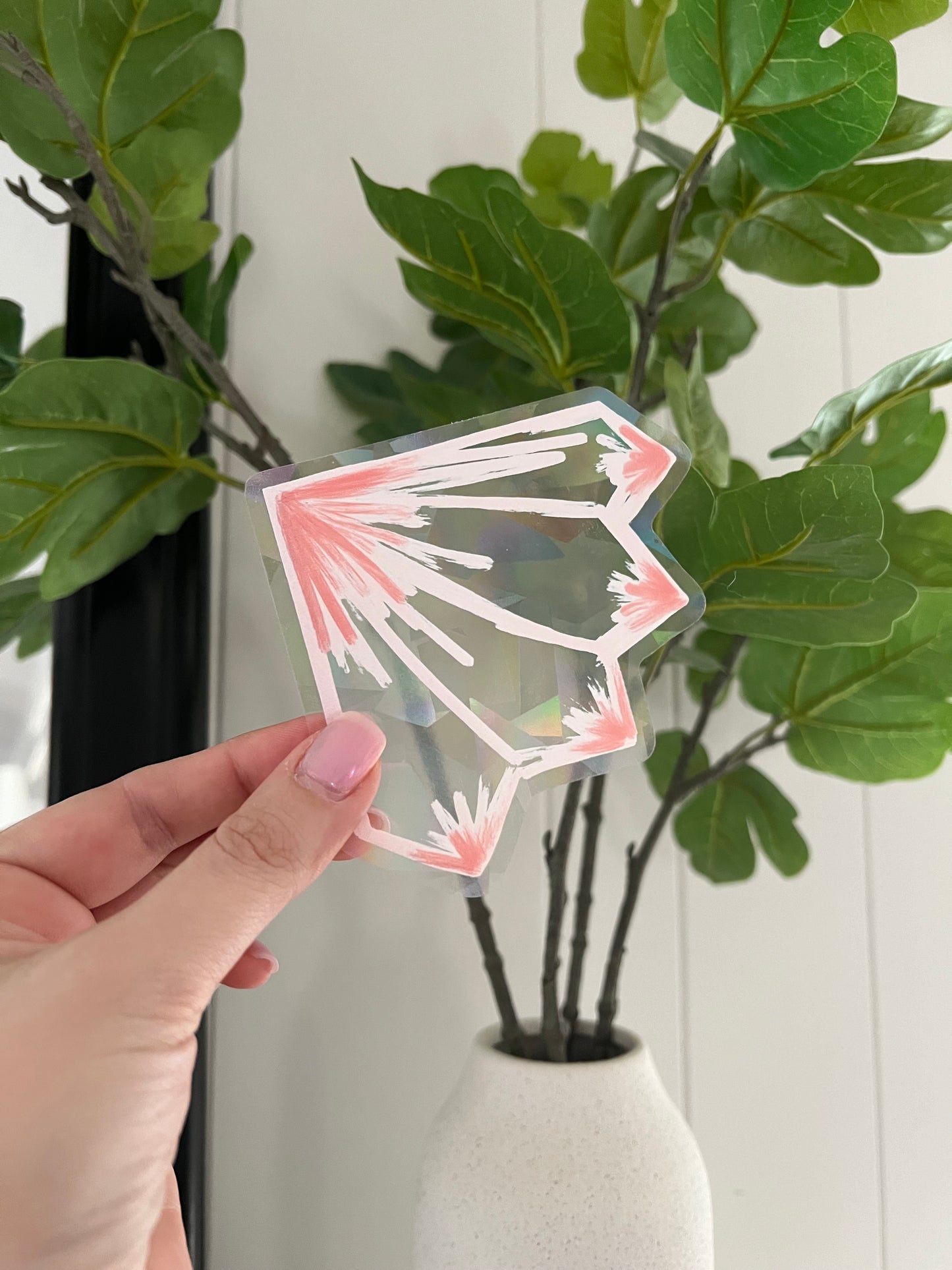 Pink Jewel Art Deco corner design sticker Sun Catcher