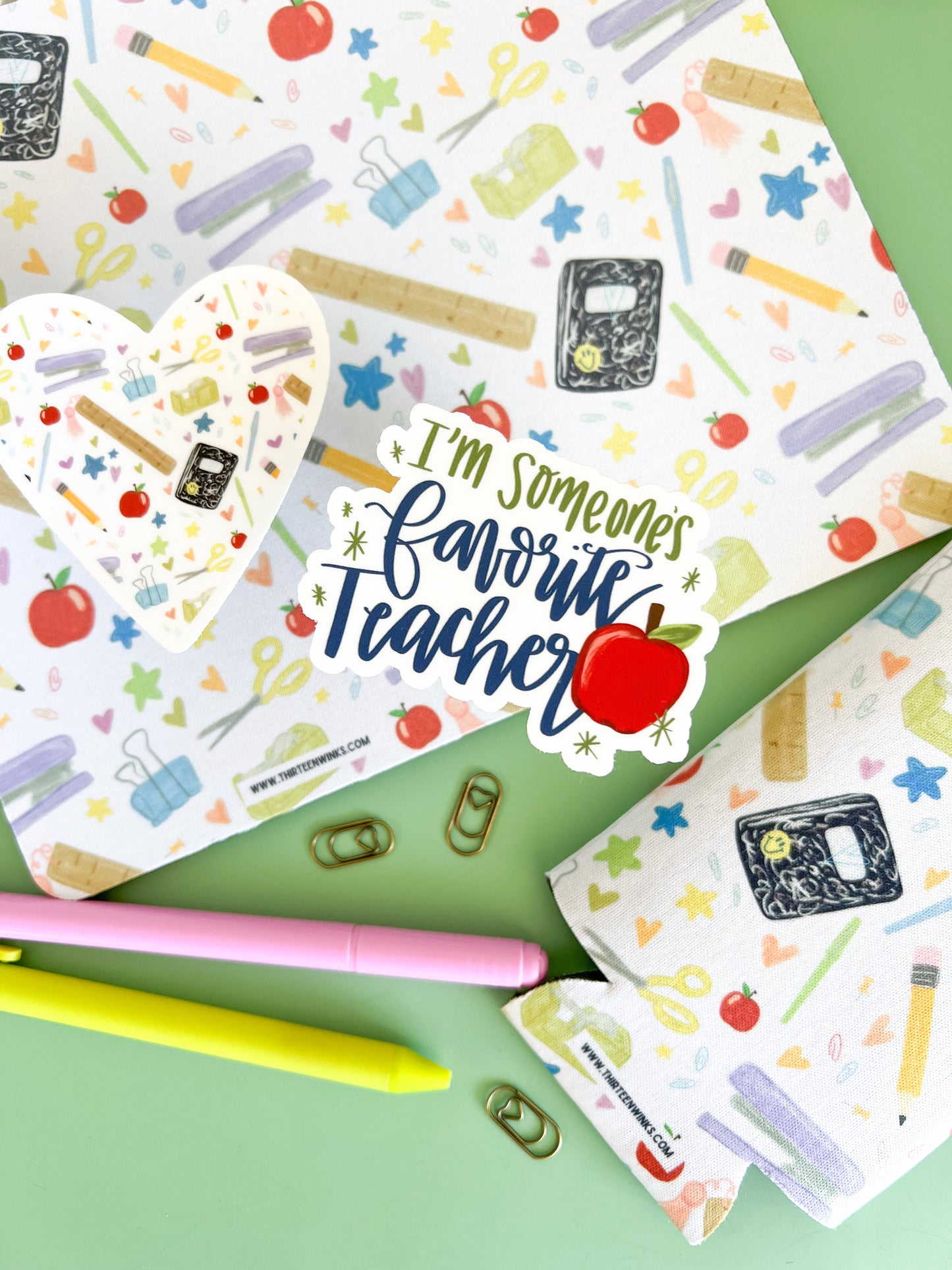 School Supplies Heart Sticker - Teacher sticker
