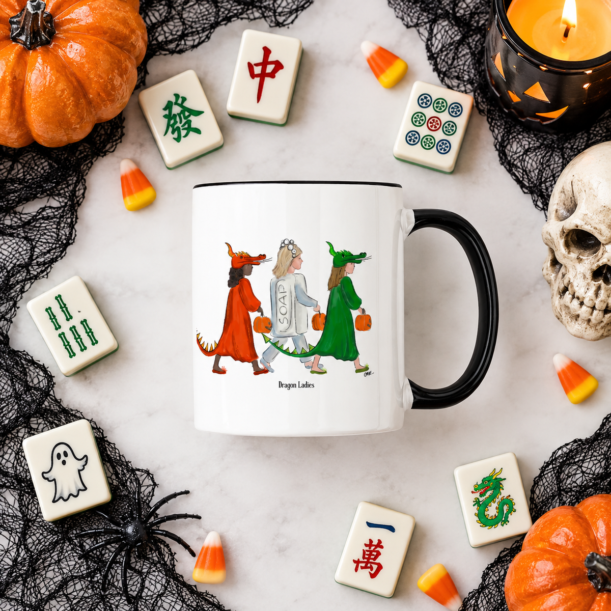 Dragon Ladies Mahjong Halloween Mug | 11 oz