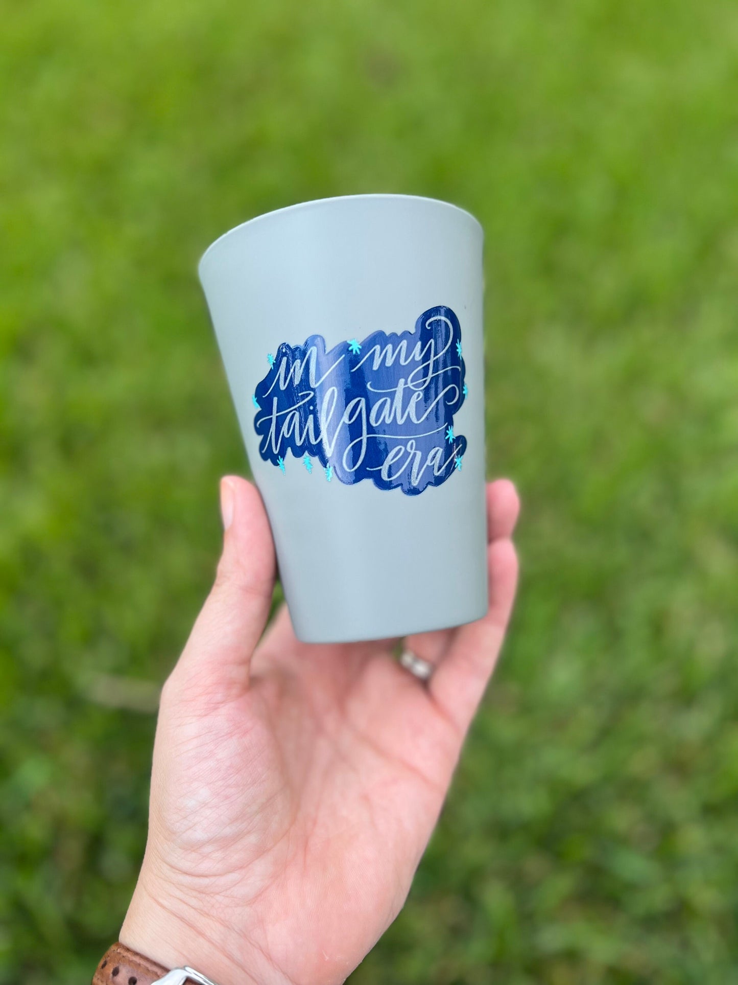 In my tailgate era tailgate cups, Grey and Blue, Norfolk, ODU