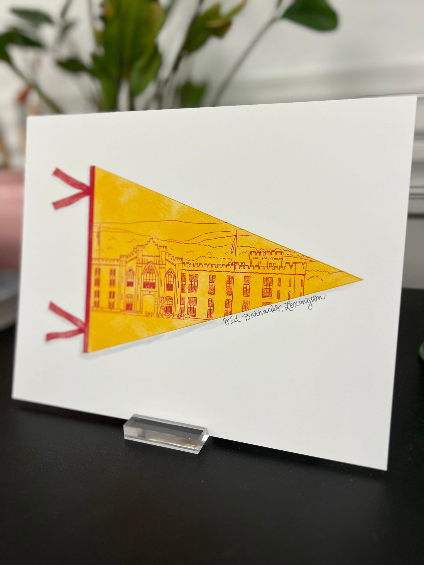 Lynchburg VA- The Barracks Pennant Print, Virginia College, Lynchburg Art Print- Military Institute