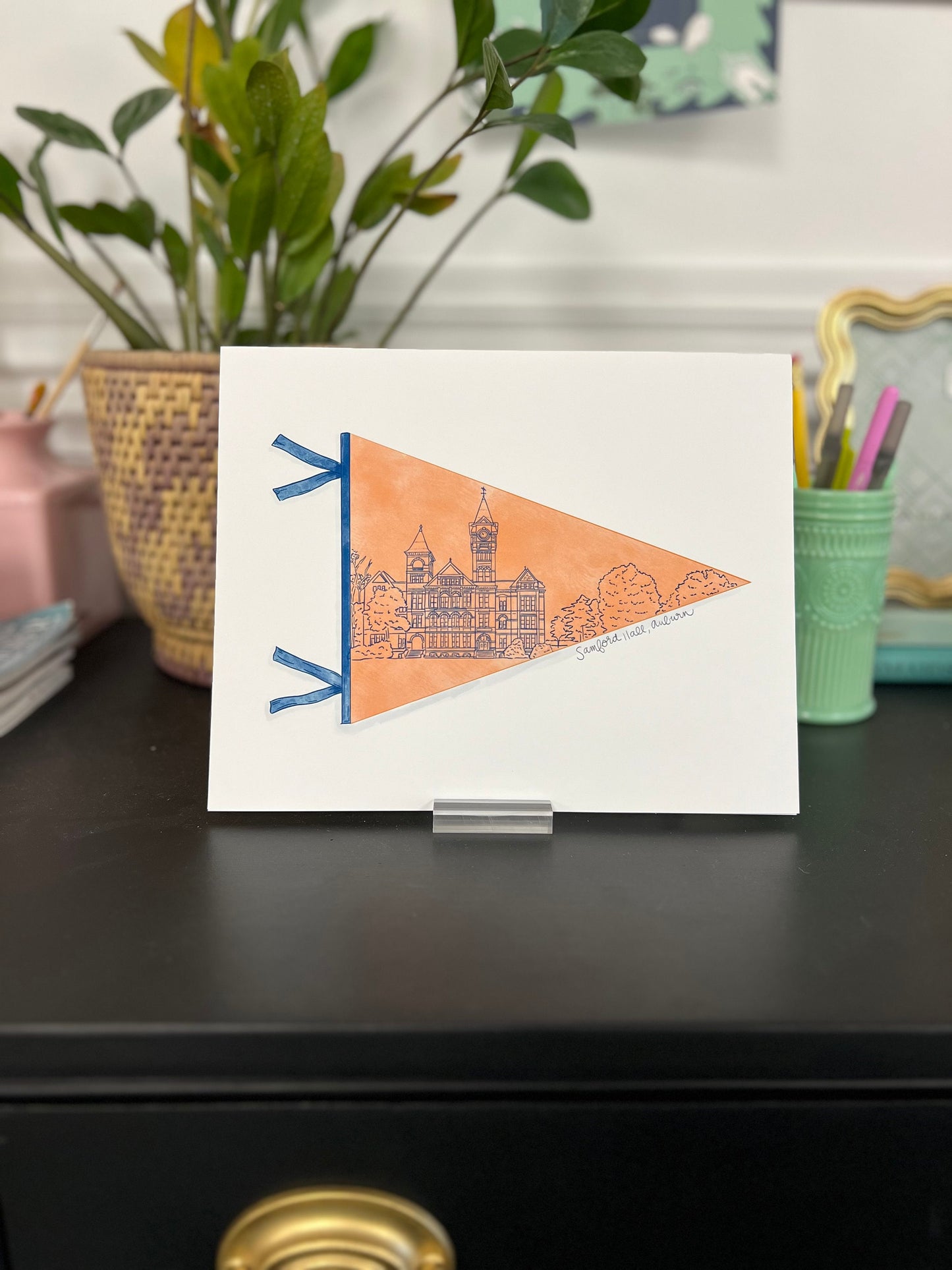 Auburn, AL- Samford Hall Pennant Print, Alabama College, Auburn Art Print