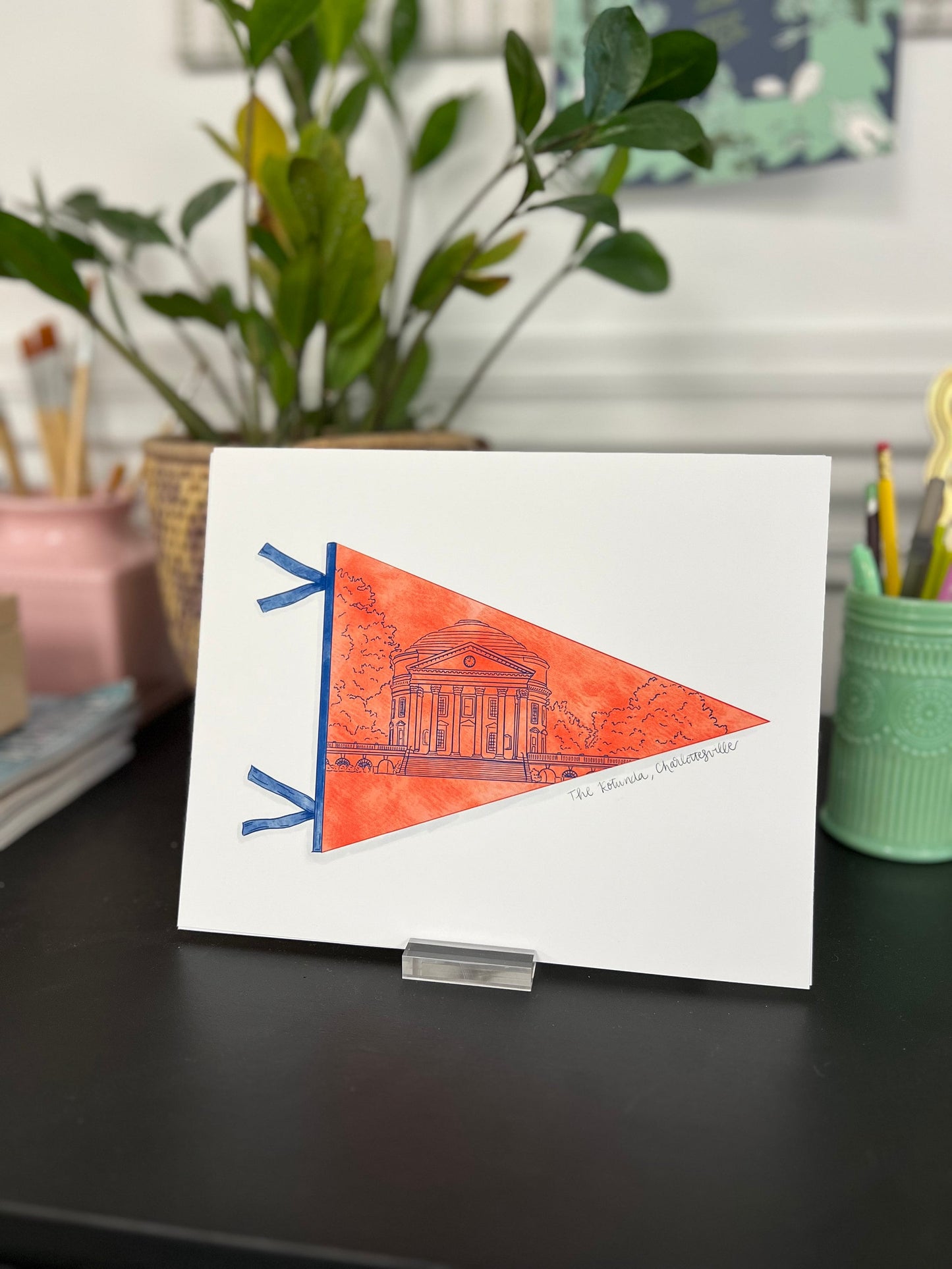 Charlottesville- Rotunda Pennant Art Print, Virginia College, Charlottesville art print