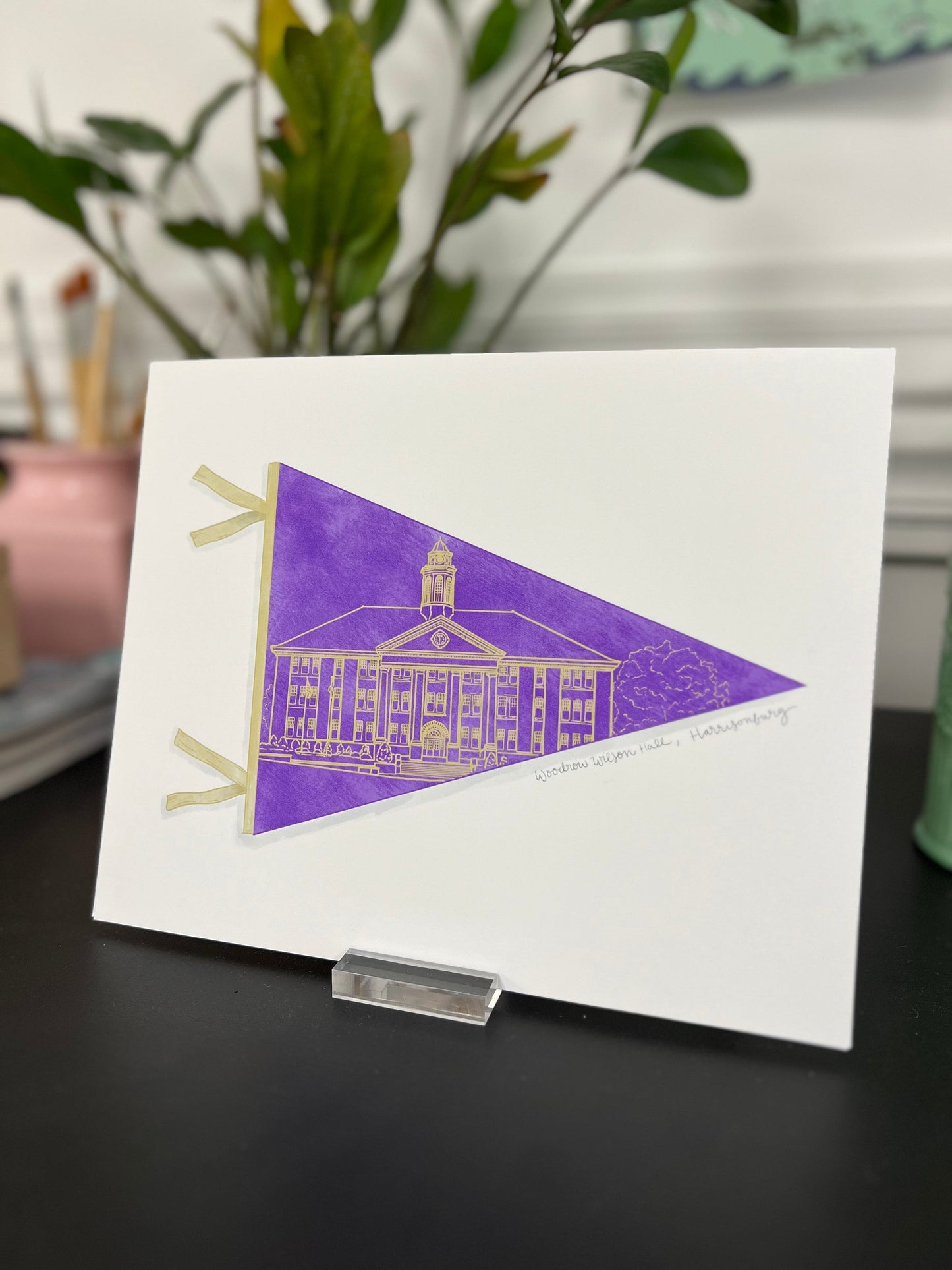 Harrisonburg- Woodrow Wilson Hall Pennant Print, Virginia College, Harrisonburg Art Print- James Madison