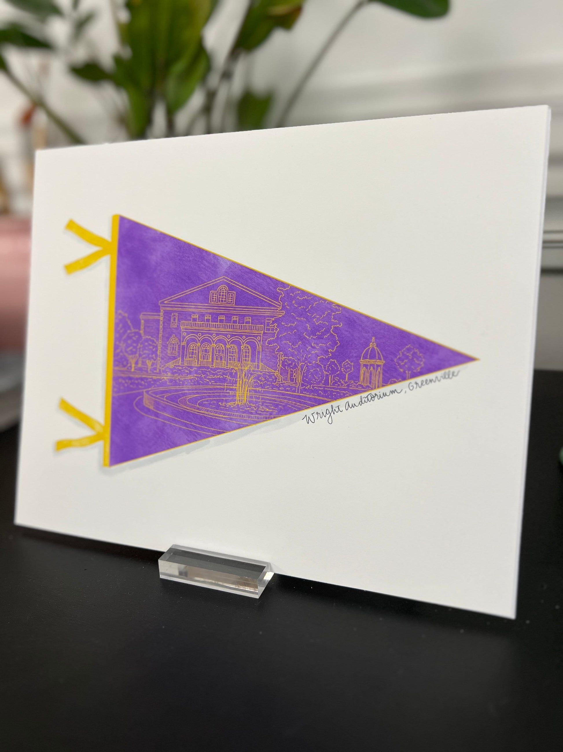 ECU- wright auditorium-Greenville North Carolina Pennant Art Print, College Art, Greenville art print