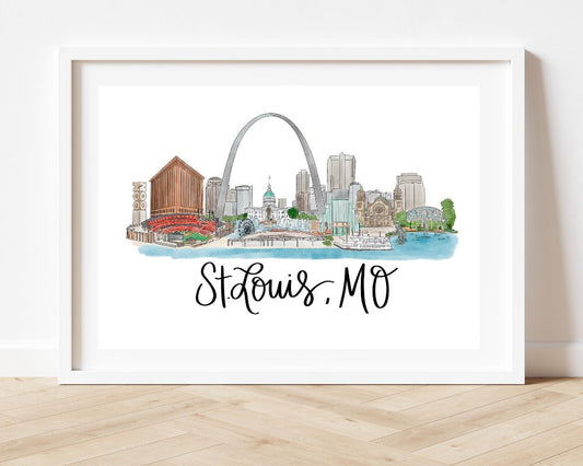 St. Louis Missouri (MO) Skyline Print - Missouri Art Print - St. Louis Skyline