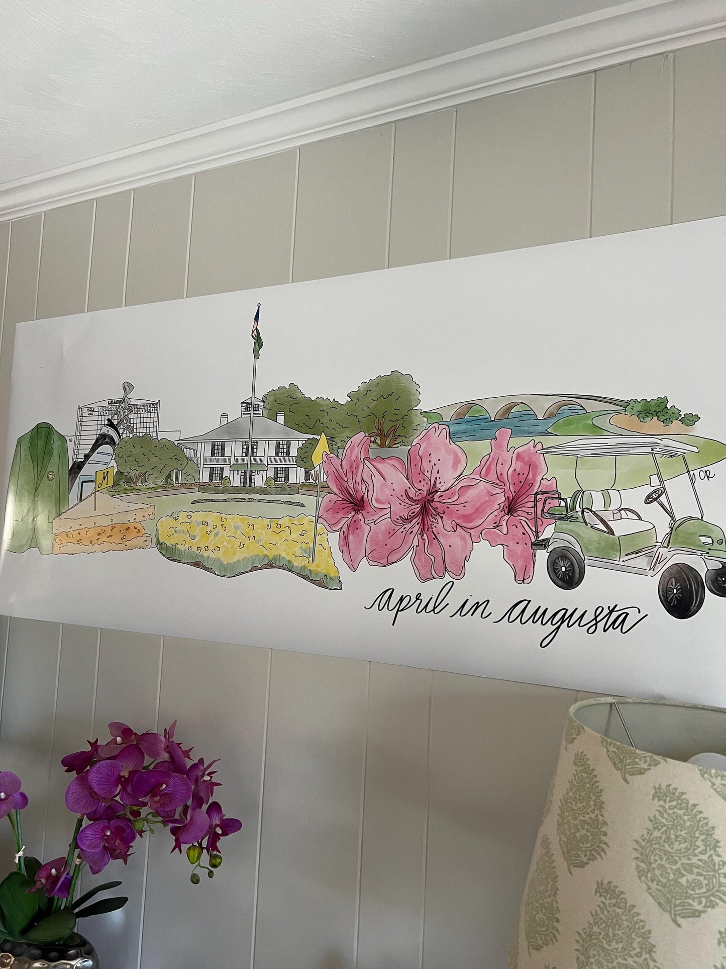 April in Augusta golf Art banner - pimento cheese, green jacket, amen corner