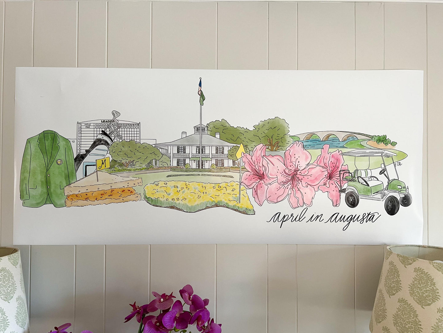 April in Augusta golf Art banner - pimento cheese, green jacket, amen corner