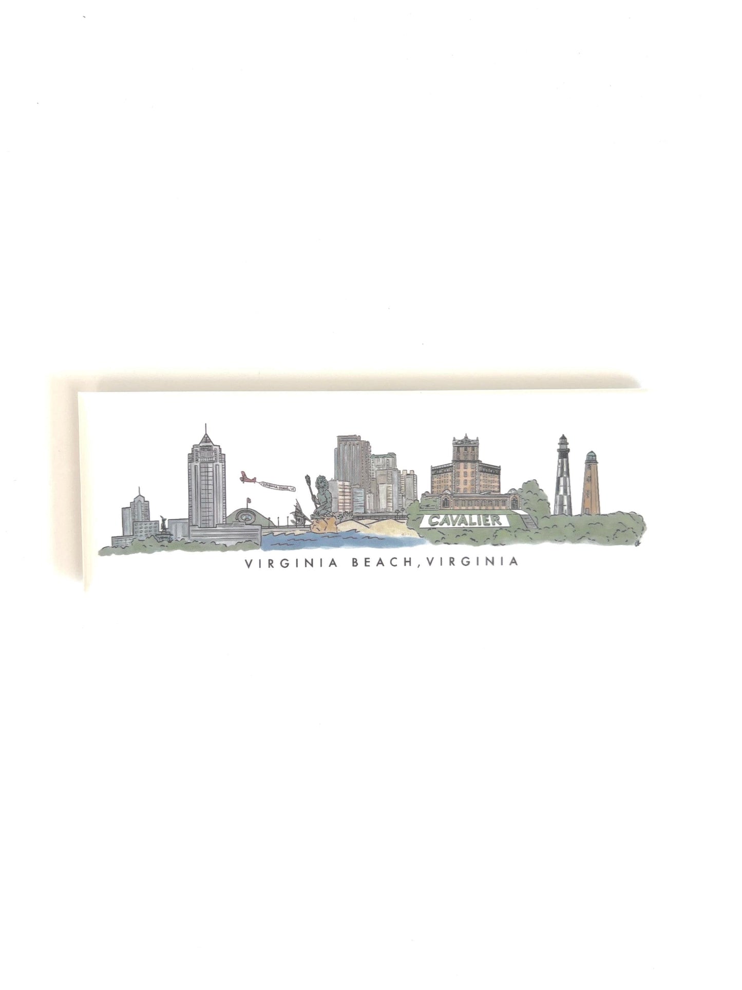 Virginia beach skyline magnet, Virginia souvenir, hand-drawn beach skyline, 1.5“ x 4.5“