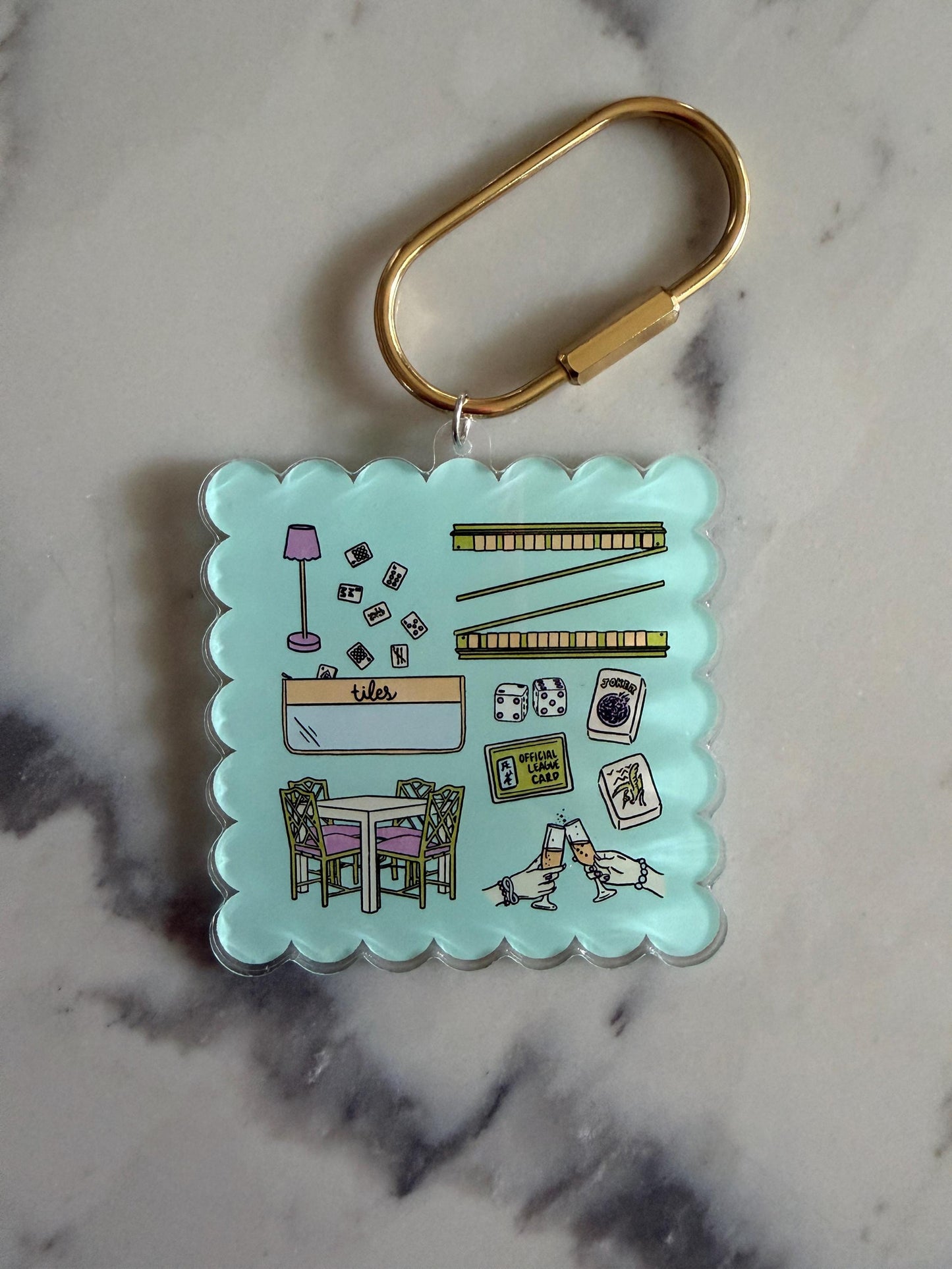 Mahjong Bag Charm | Acrylic Purse Charm | Mahjong Accessory | Mahjong Keychain | Gift for Her