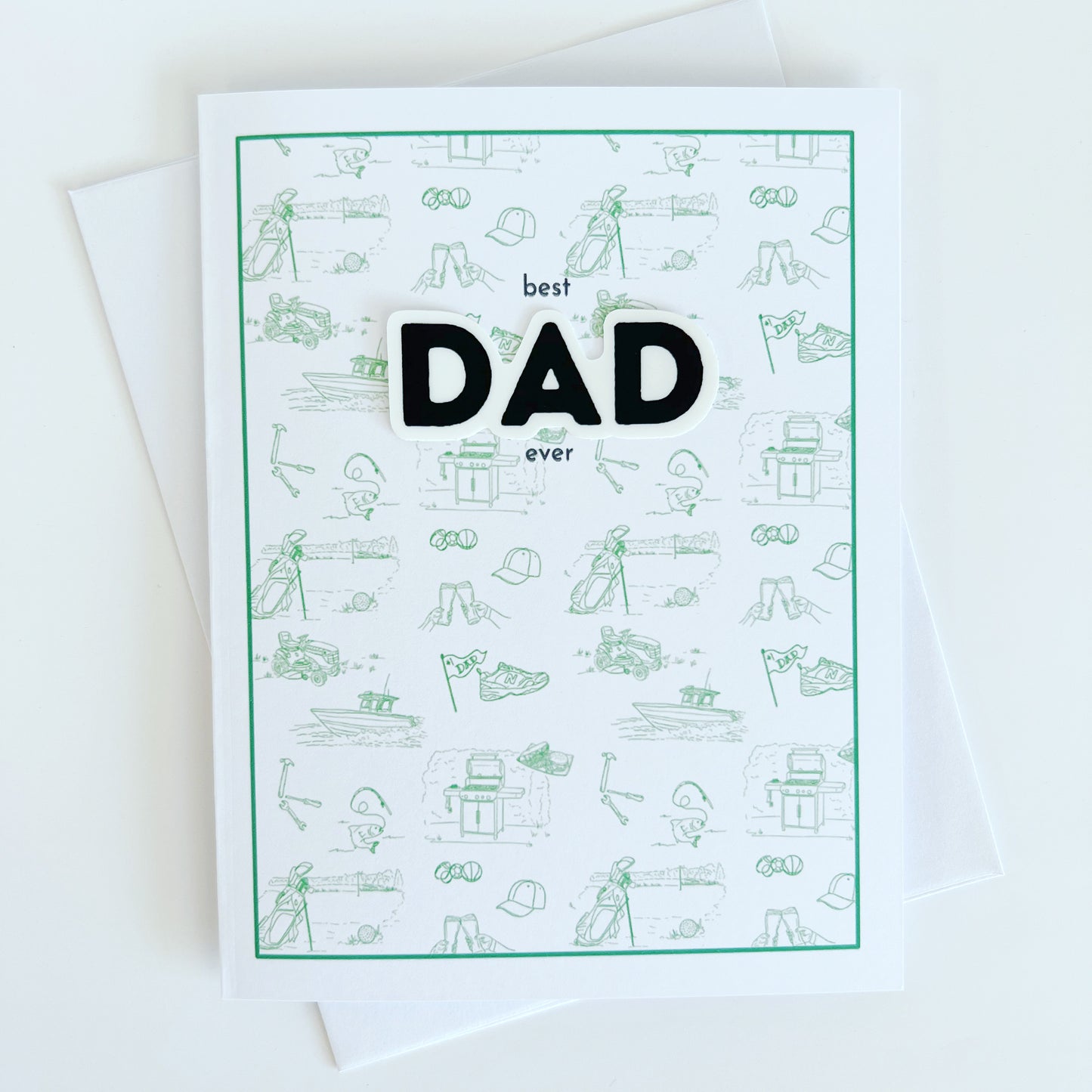 Best Dad Ever Toile Sticker Card - Father's Day - Gift for dad - Dad Toile notecard