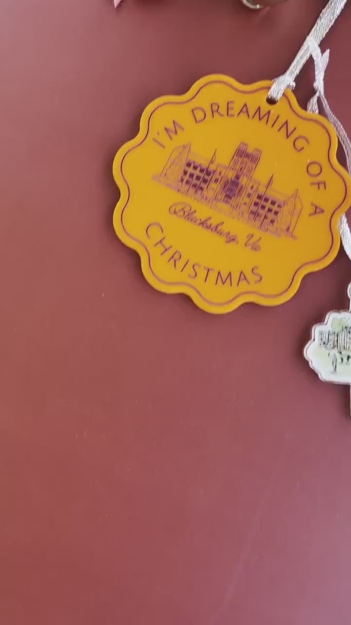 Blacksburg, VA Virginia Ornament - Orange and Maroon - Acrylic Scalloped Ornament