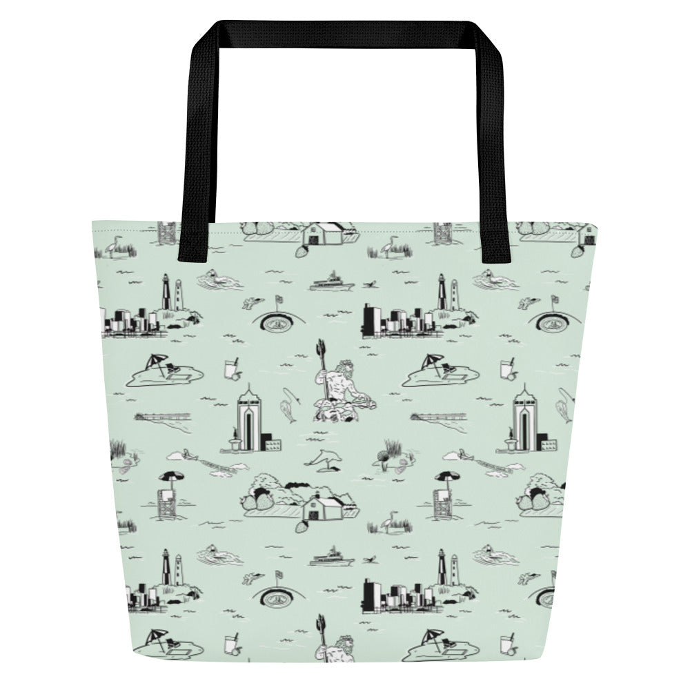 Mint VB Toile Large Tote Bag