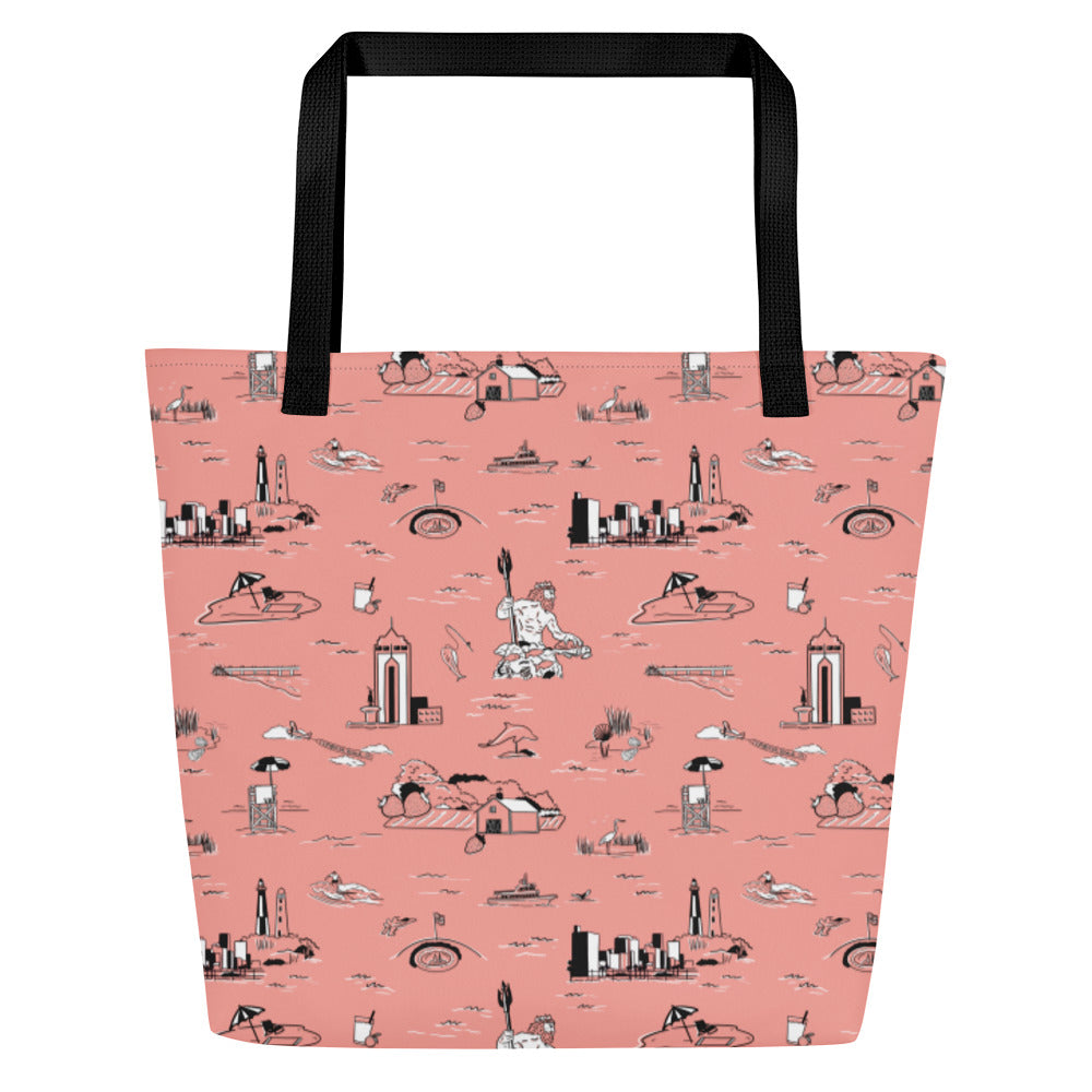 Coral VB Toile Large Tote Bag