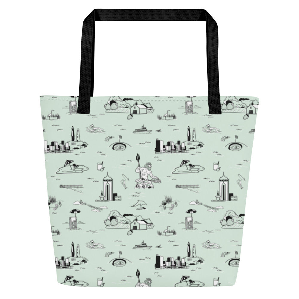 Mint VB Toile Large Tote Bag