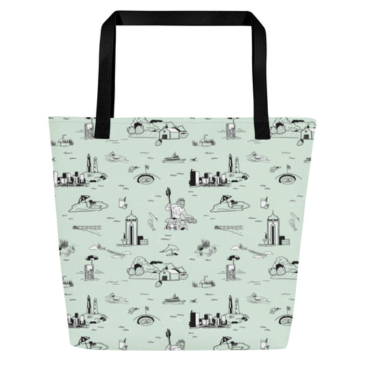 Mint VB Toile Large Tote Bag