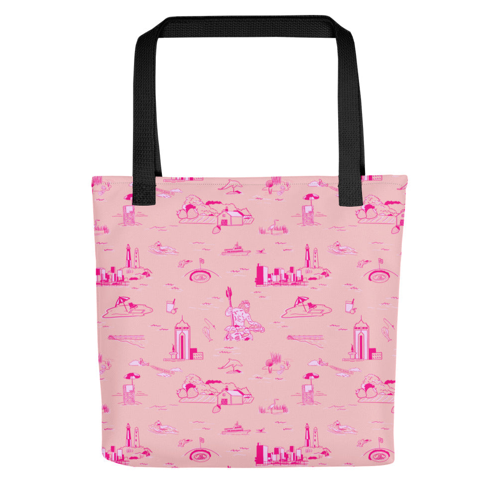 Pink outlet toile shopping tote