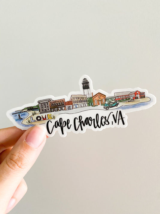 Cape Charles Virginia Skyline sticker