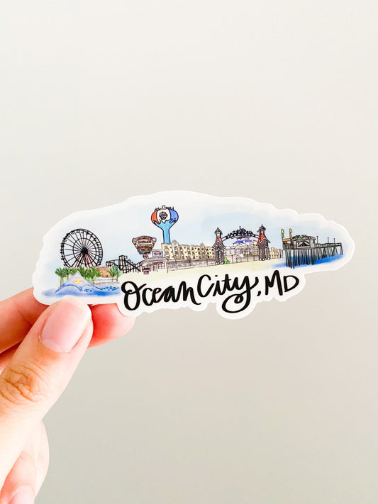 Ocean City Maryland Skyline sticker