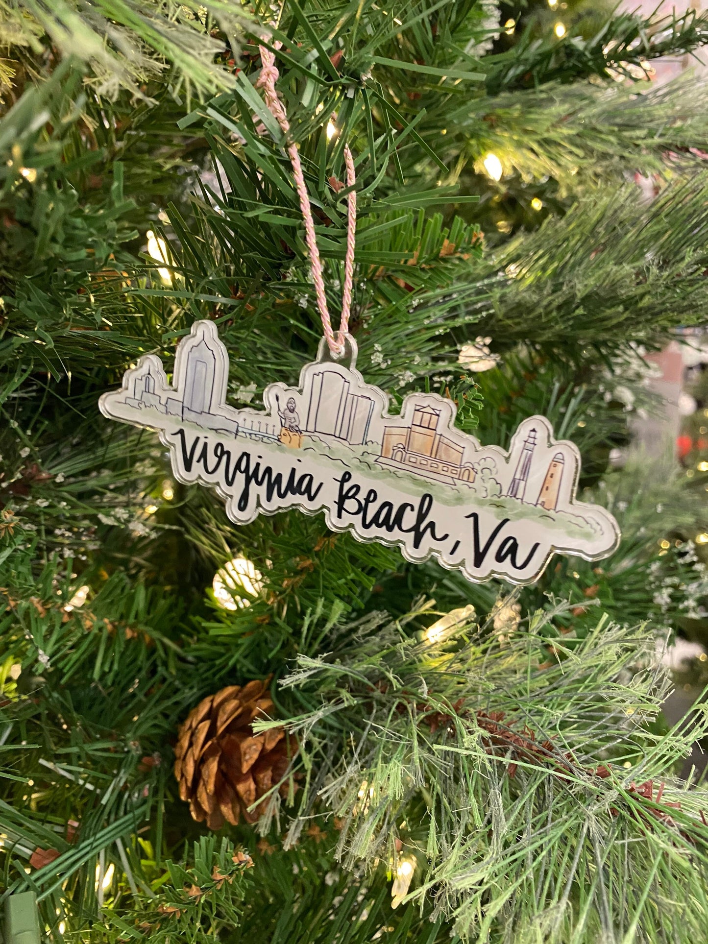 Virginia Beach Virginia acrylic skyline ornament