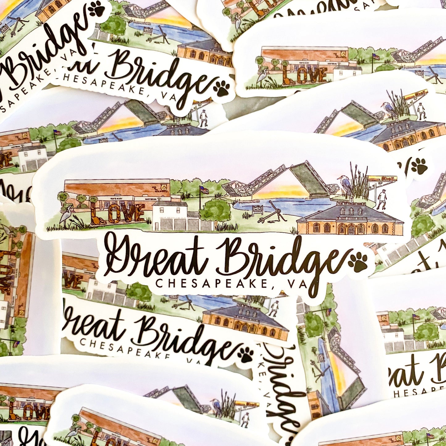 Great bridge Chesapeake Virginia Skyline sticker