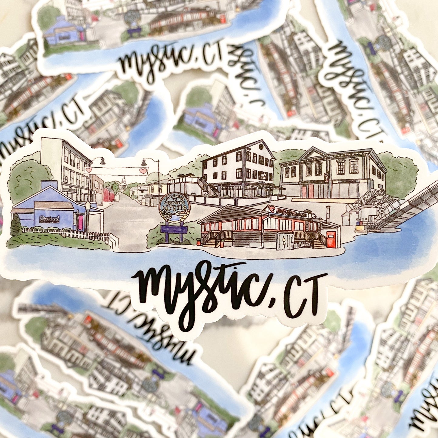 Mystic, CT Skyline Sticker