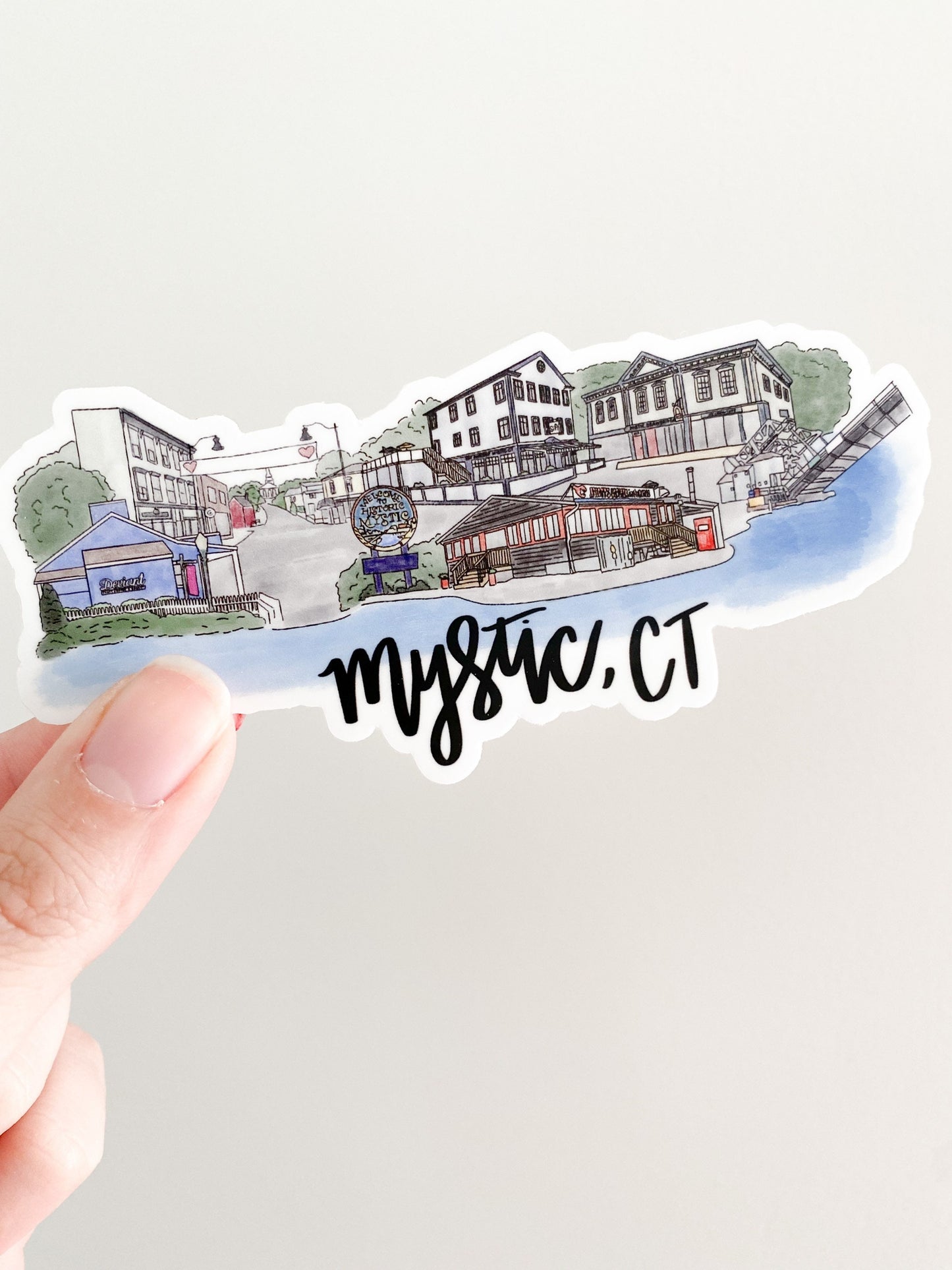 Mystic, CT Skyline Sticker