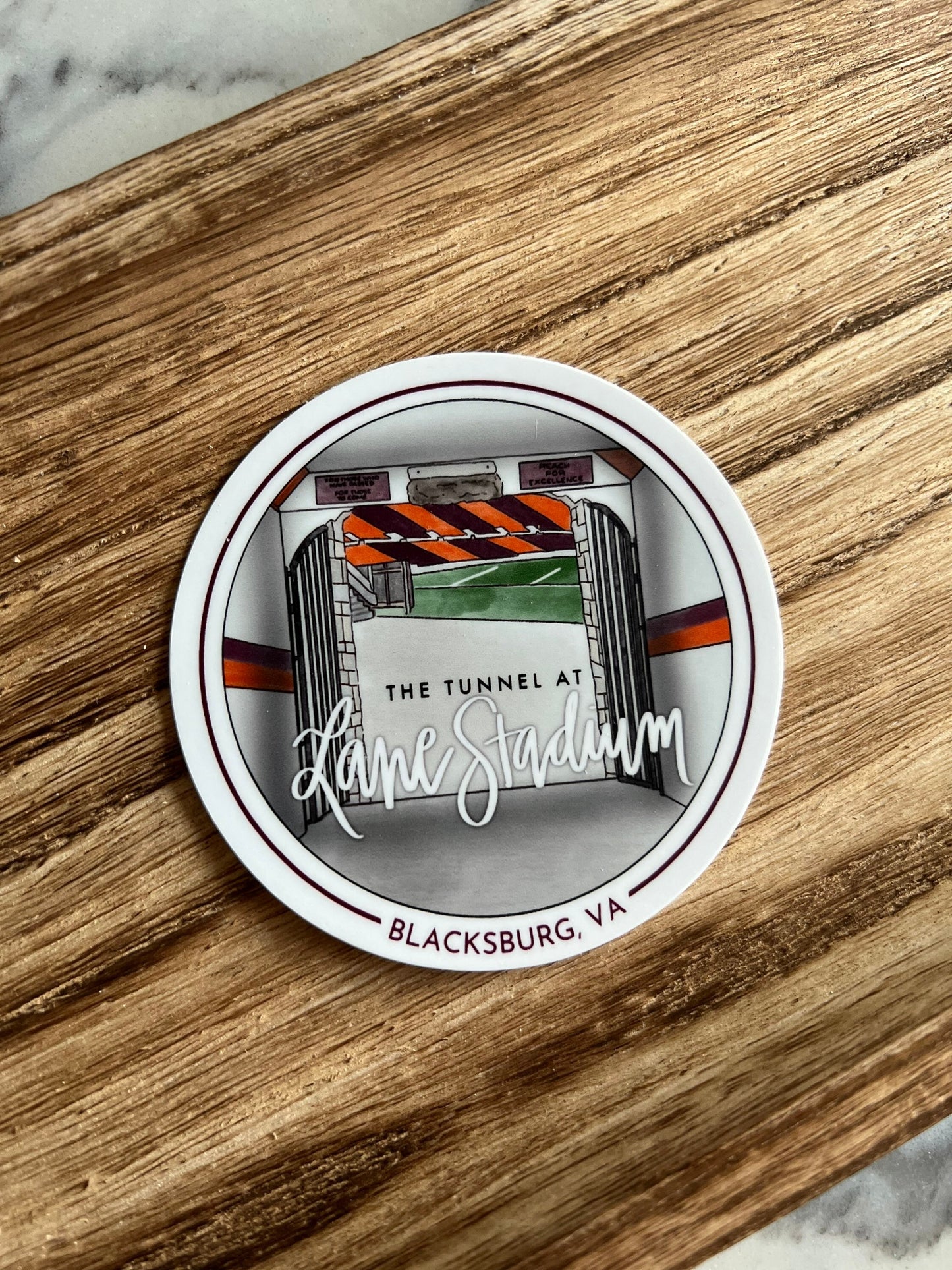 Lane Stadium Tunnel sticker/ Blacksburg/Virginia/ 3in / hand lettered