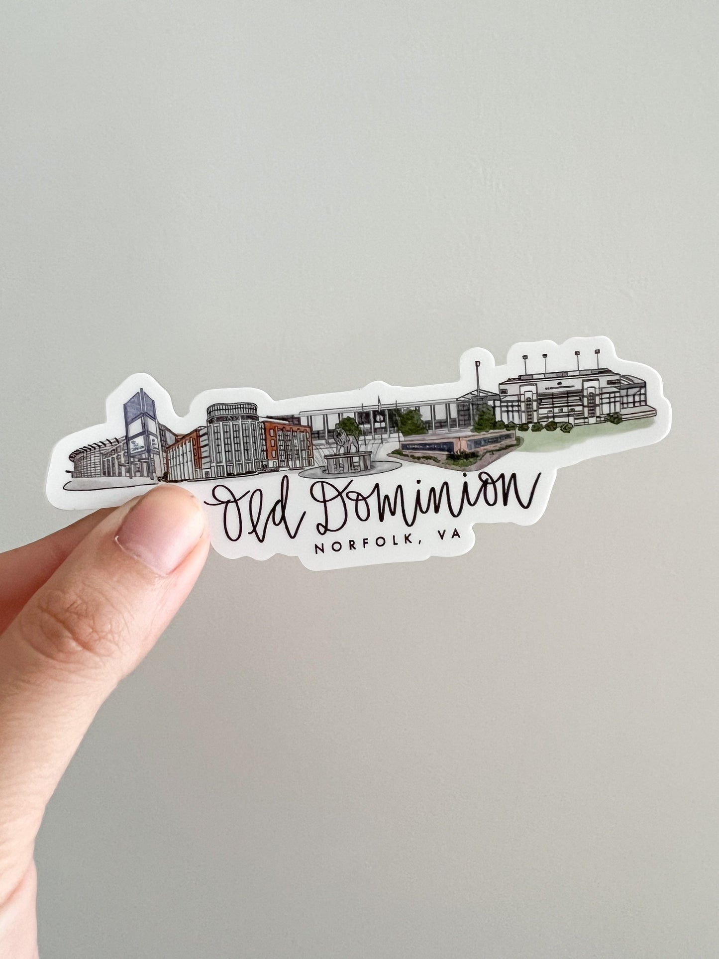 Old Dominion - Norfolk, Virginia ODU skyline sticker water bottle /laptop