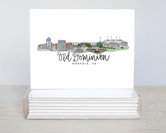 Old Dominion, Norfolk, VA Skyline Notecard set (5)