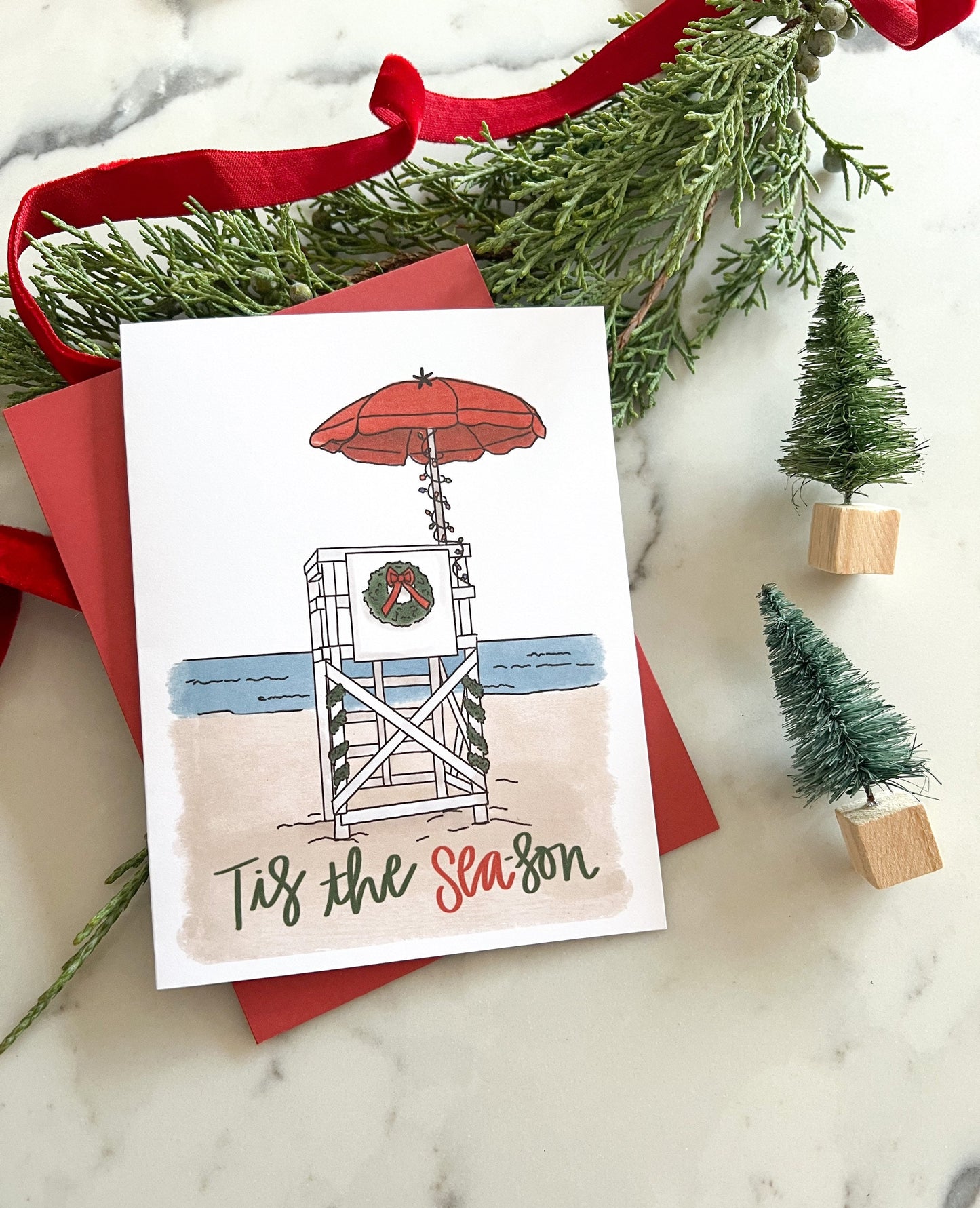 Holiday Lifeguard Stand - Beachy Christmas Card
