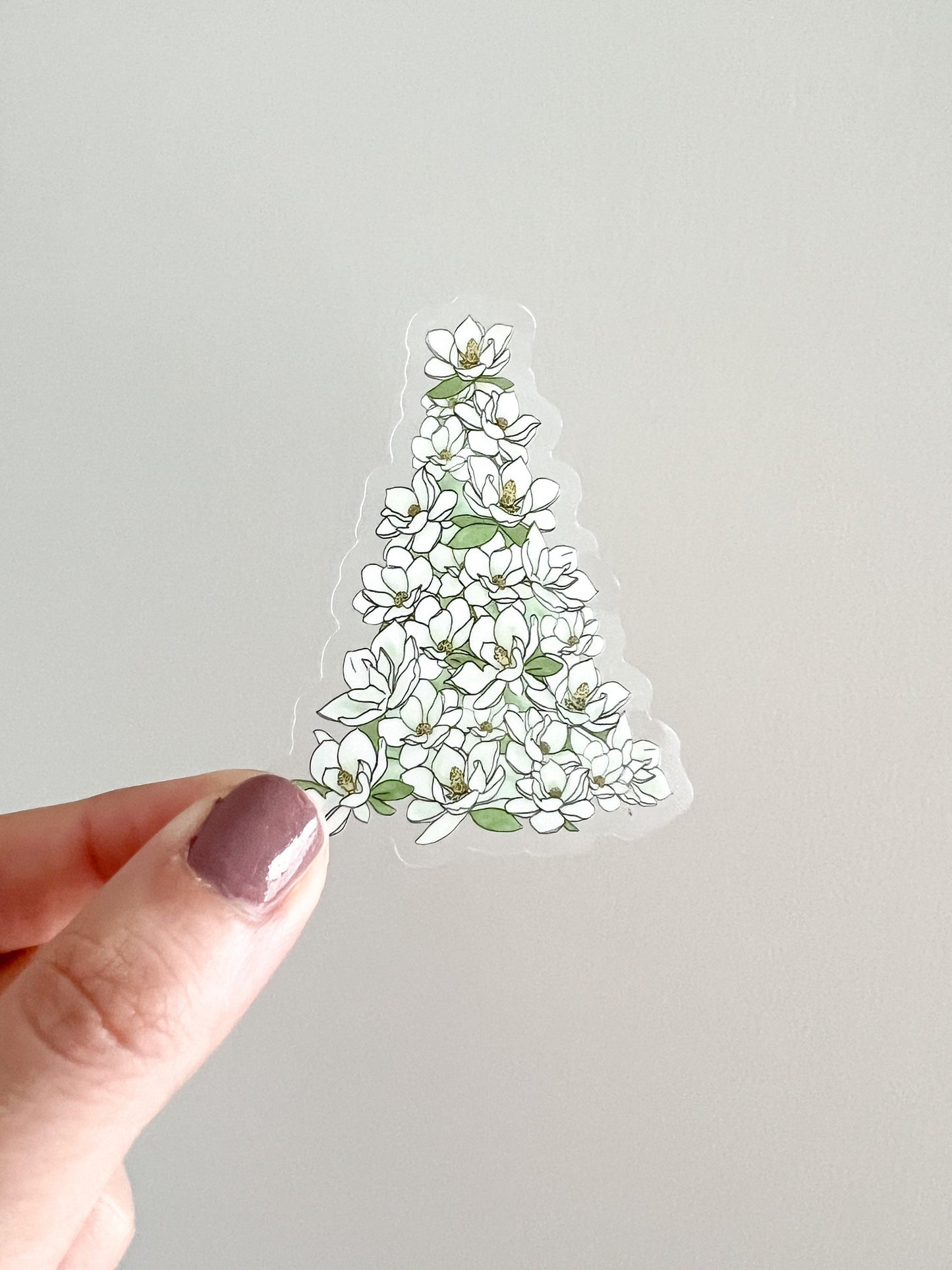 Magnolia Christmas Tree water bottle sticker