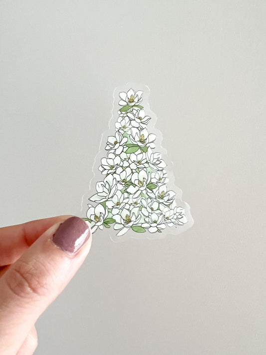 Magnolia Christmas Tree water bottle sticker
