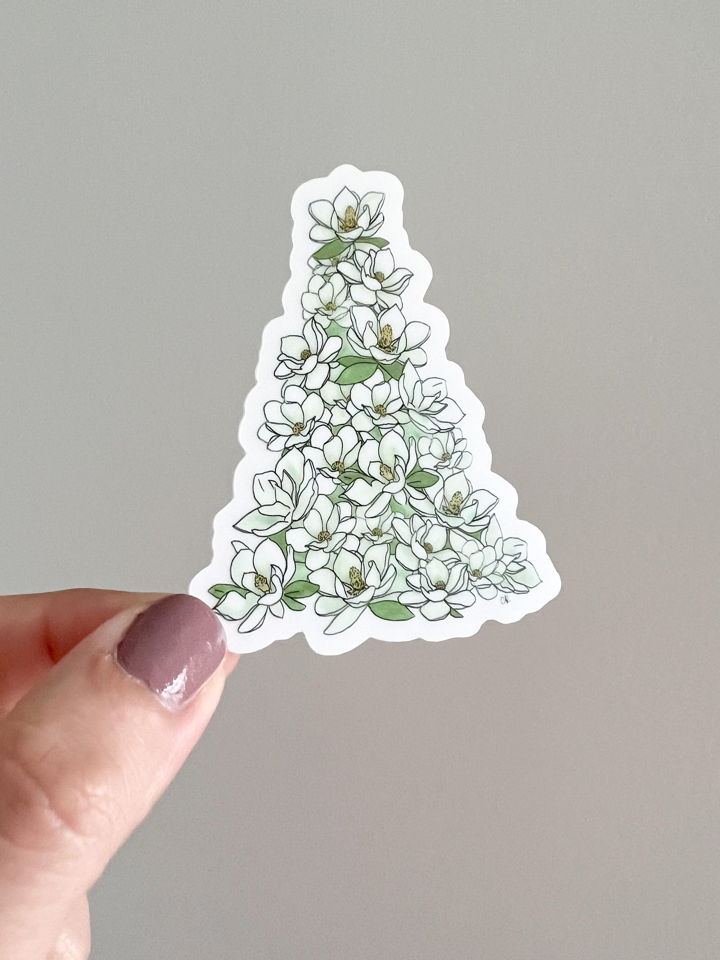 Magnolia Christmas Tree water bottle sticker