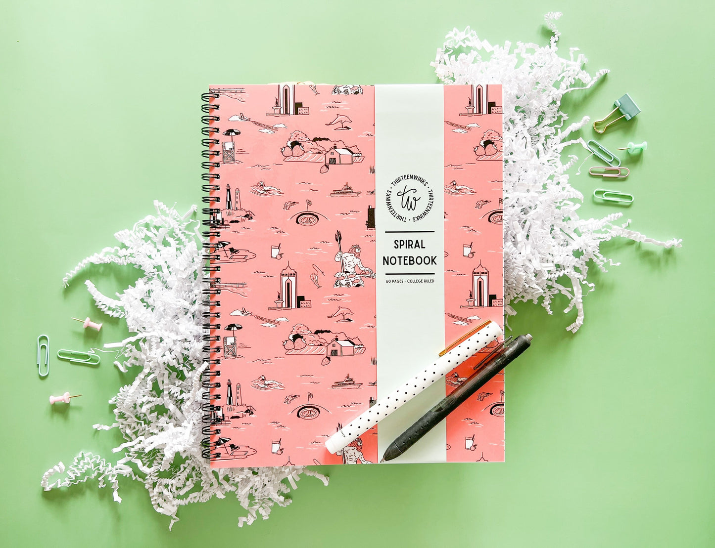 Virginia Beach Toile Notebook - Va Beach - Spiral Notebook
