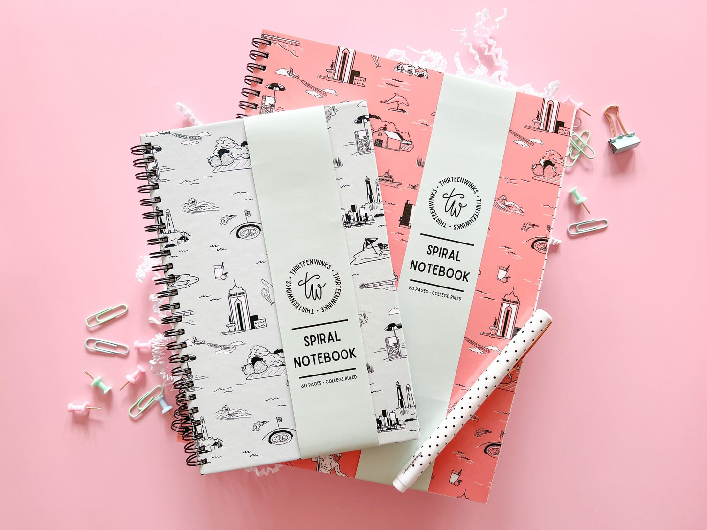 Virginia Beach Toile Notebook - Va Beach - Spiral Notebook